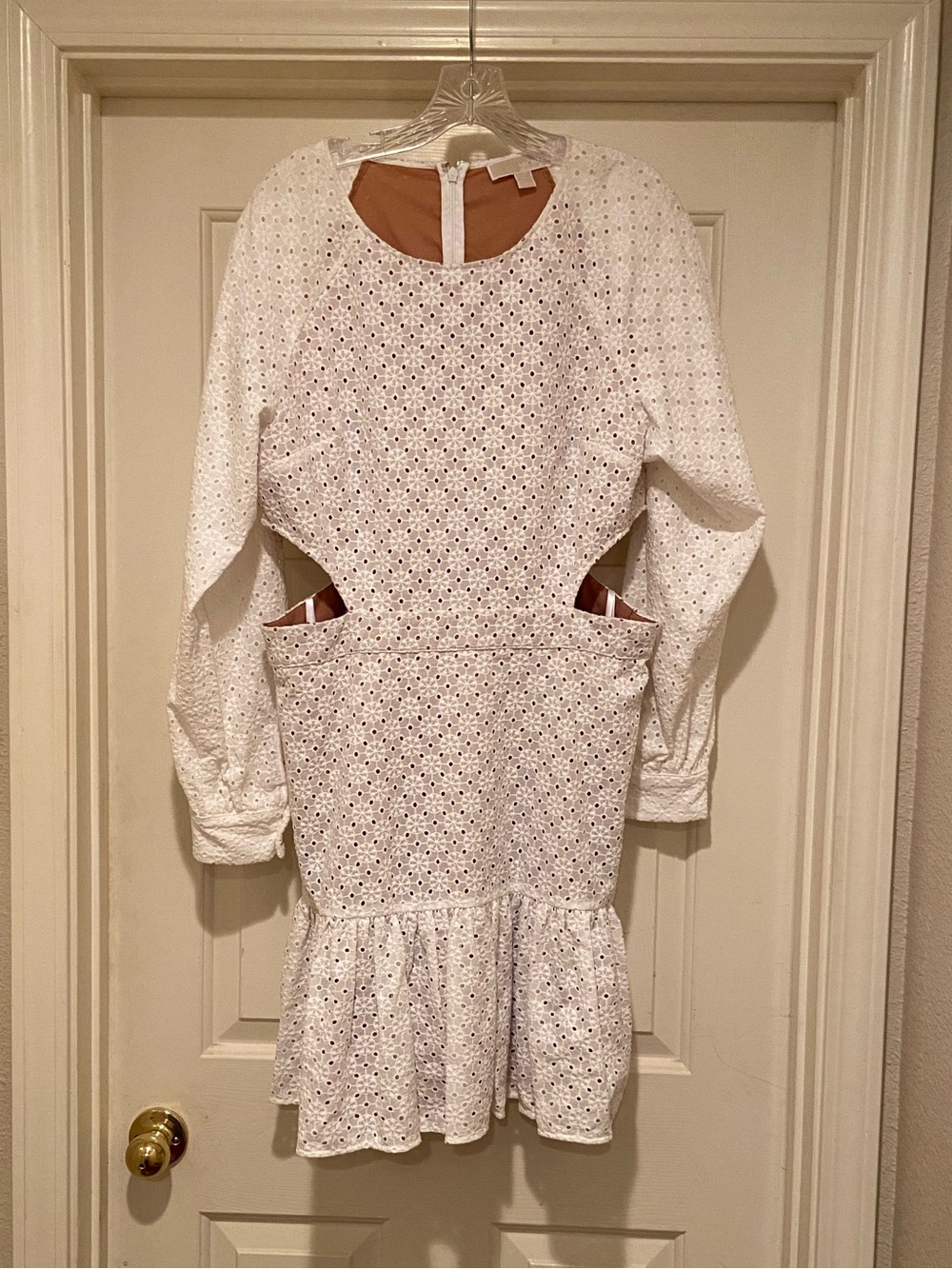 NWOT MICHAEL Michael Kors Dress Sz 14 Women's Geo Eyelet Dress White
